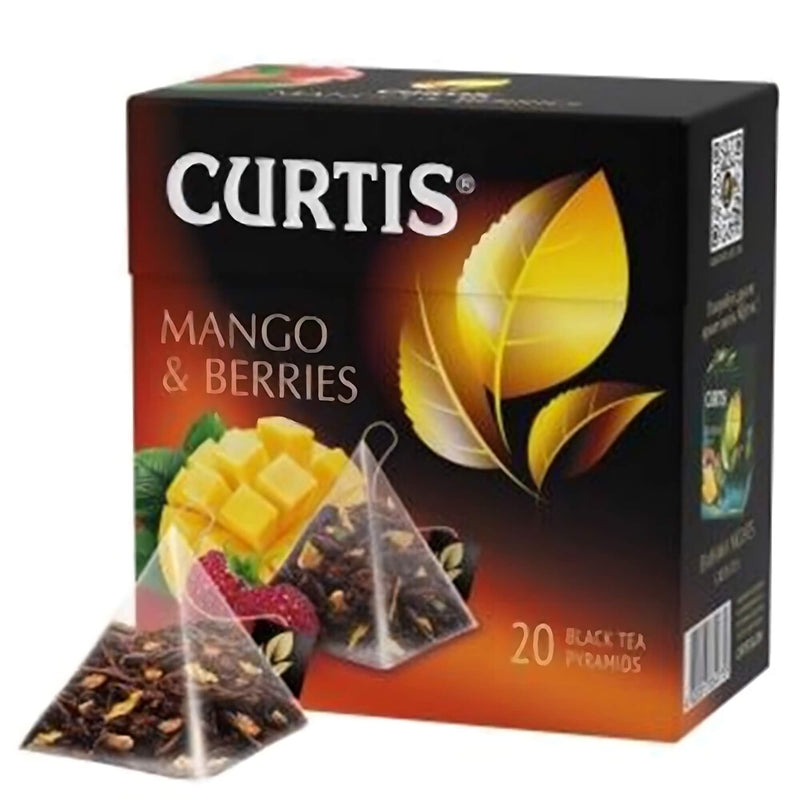 Curtis schwarzer Tee Mango & Berries 20 Pyramidenbeutel
