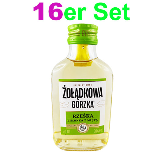 Zoladkowa Gorzka Limettenlikör mit Minze 30% vol. 16er Set (16 x 90ml)
