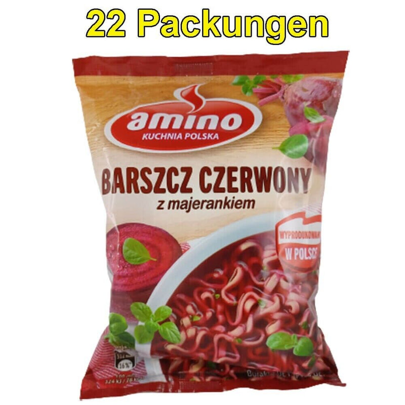 Amino Barszcz Polnische Instant Nudelsuppe Borsch 22er Pack (22 x 66g)