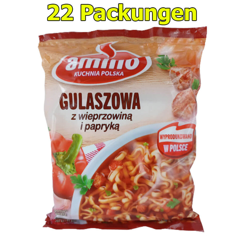 Amino Gulaszowa Polnische Instant Nudelsuppe Gulaschsuppe 22er Pack (22 x 59g)