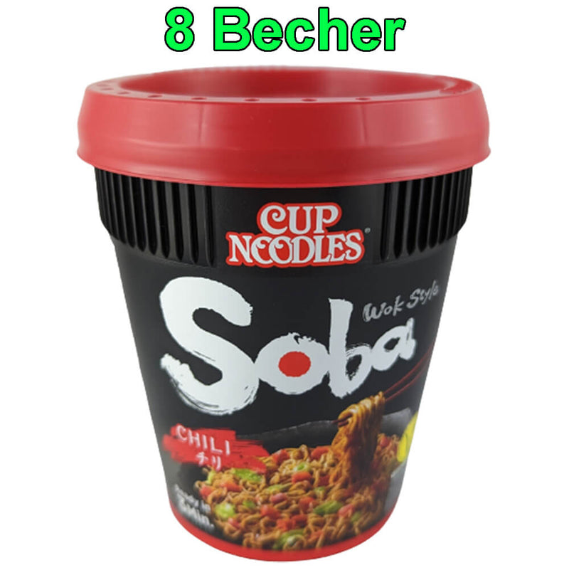 Nissin Soba Cup Noodles Wok Style Chili 8er Pack (8 x 92g)