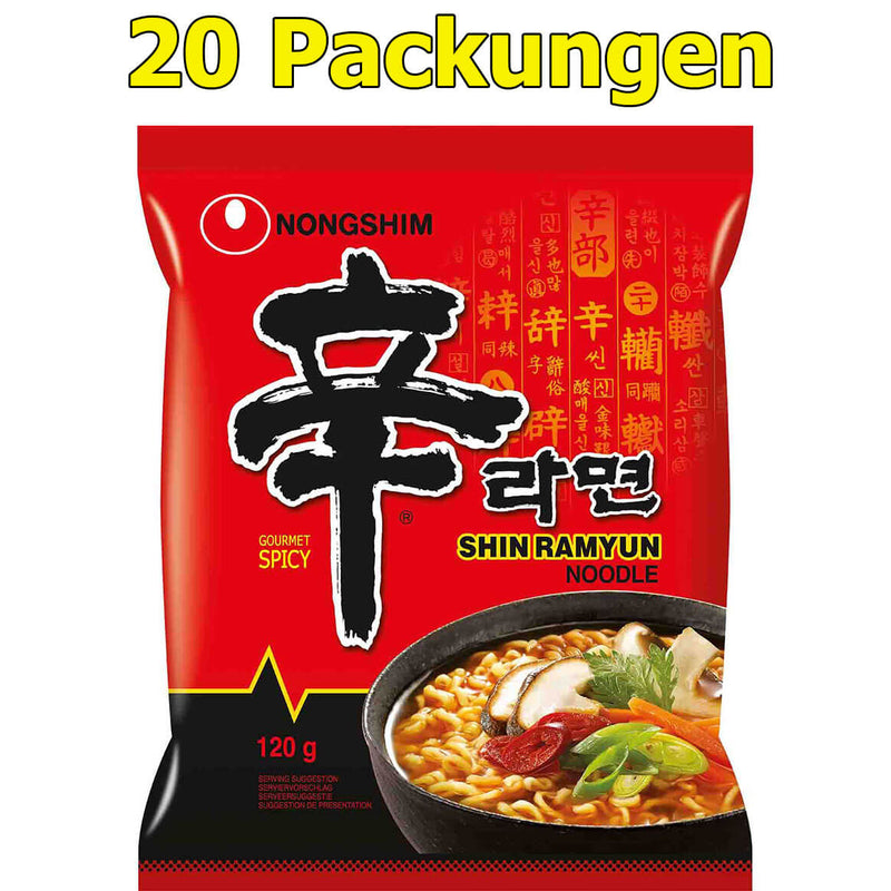 Nongshim Shin Ramyun Instant Nudeln Gourmet würzig 20er Pack (20 x 120g)