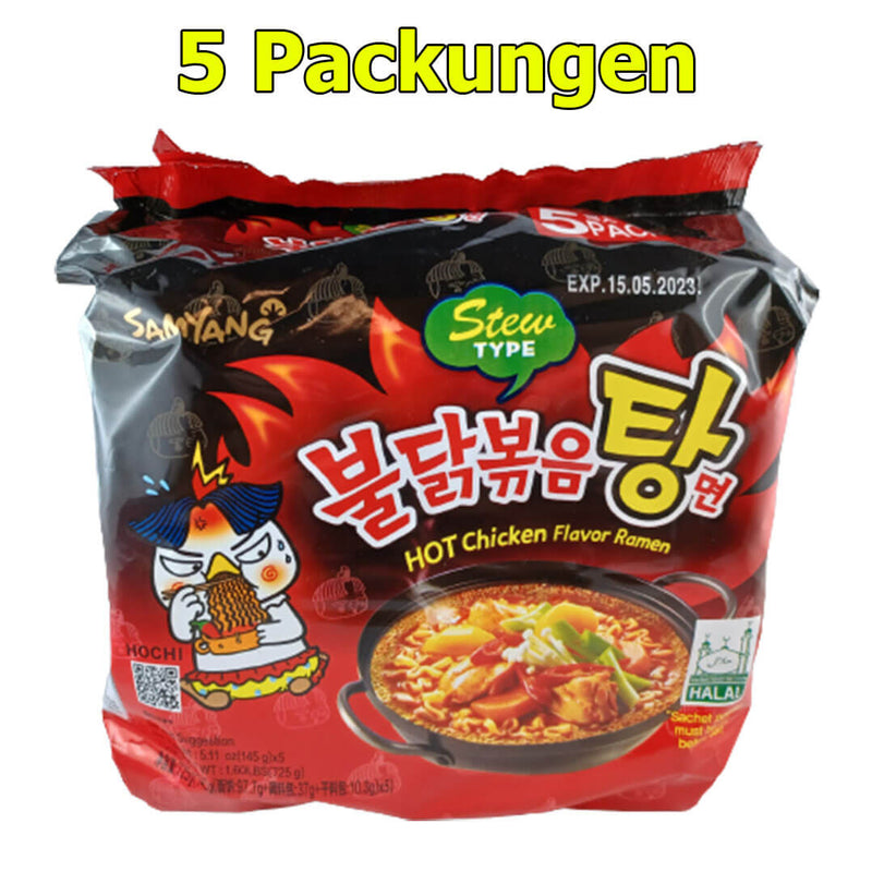 Samyang Instant Nudelgericht Huhn scharf 5er Pack (5 x 140g)