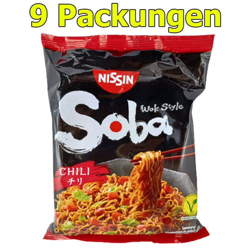 Nissin Soba Chili Instant Noodles Wok Style 9er Pack (9 x 111g)