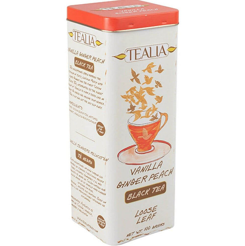 TEALIA schwarzer Ceylon Tee Vanilla Ginger Peach lose 100g in Metalldose - McMarkt.de